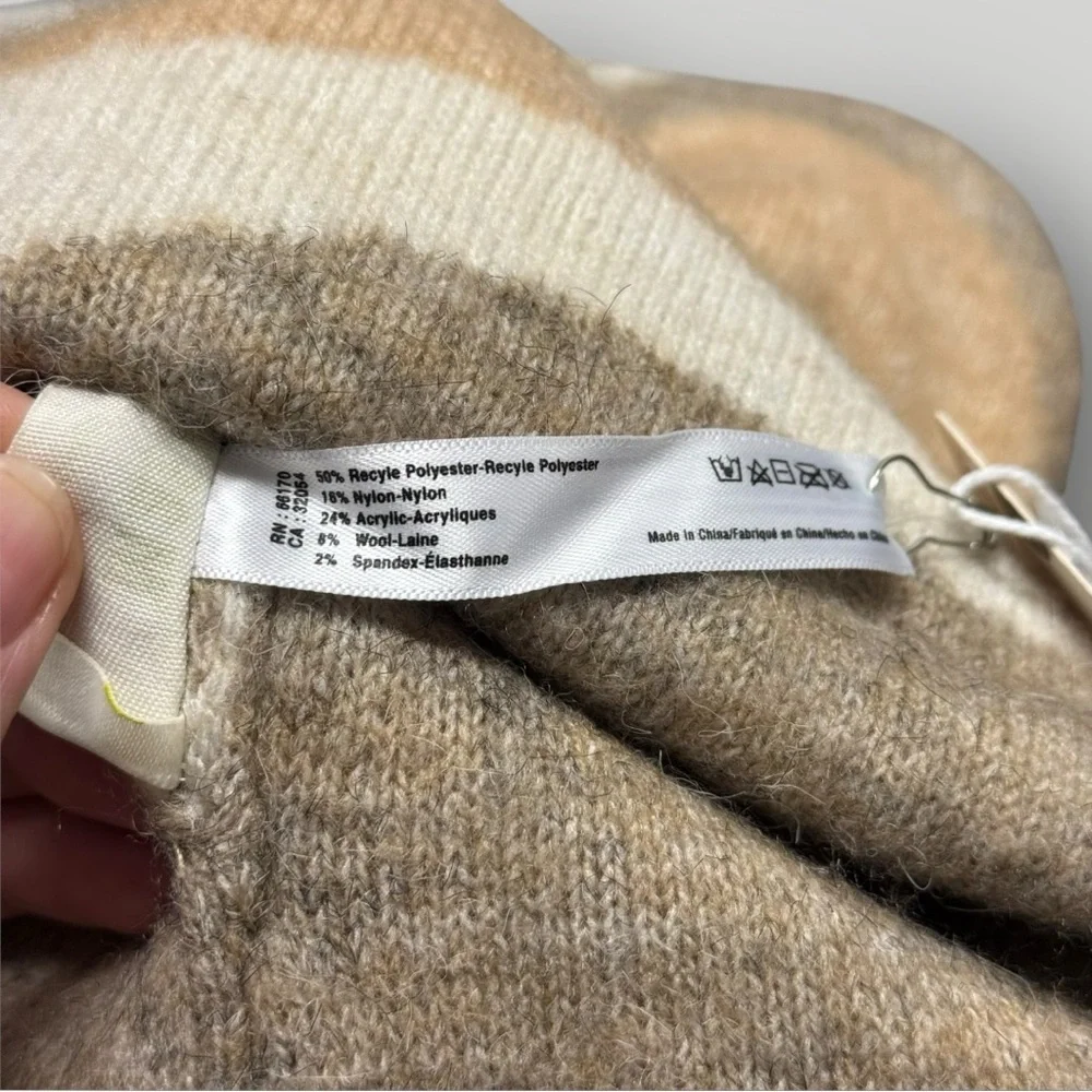 Anthropologie Maeve Neutral Colorblock Beanie Winter Hat‎